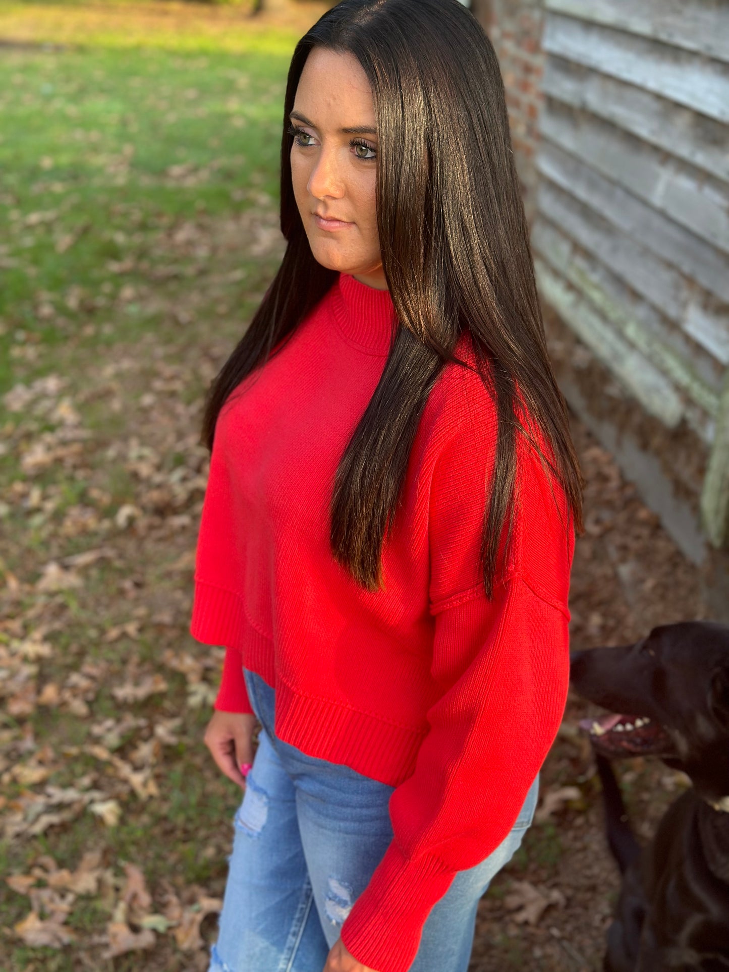 Side Slit Oversized Cropped Sweater