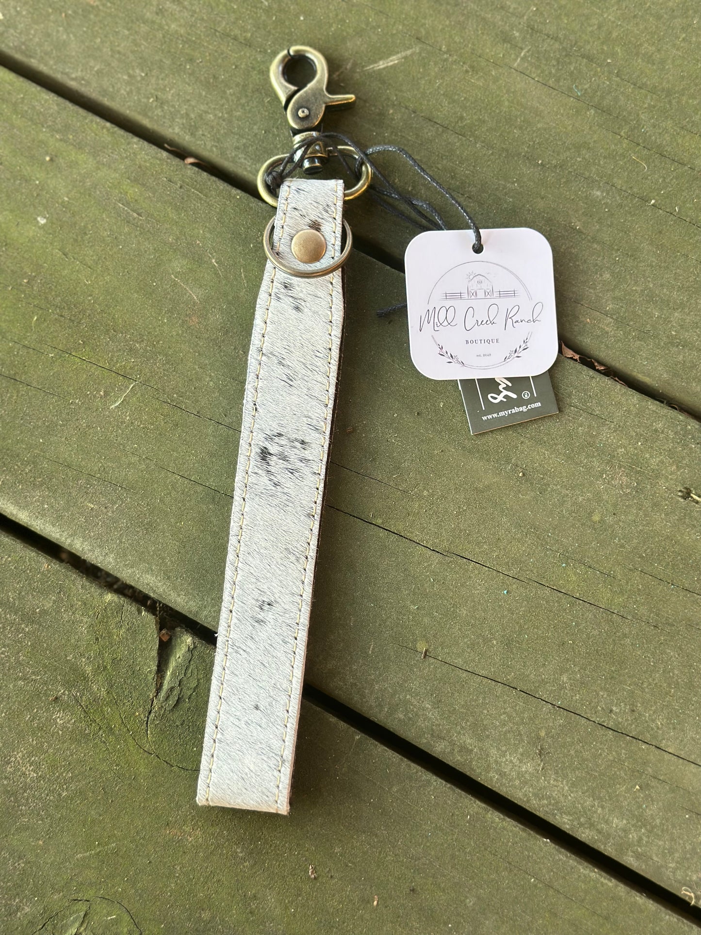 Quiet Sundown cow hide Keychain