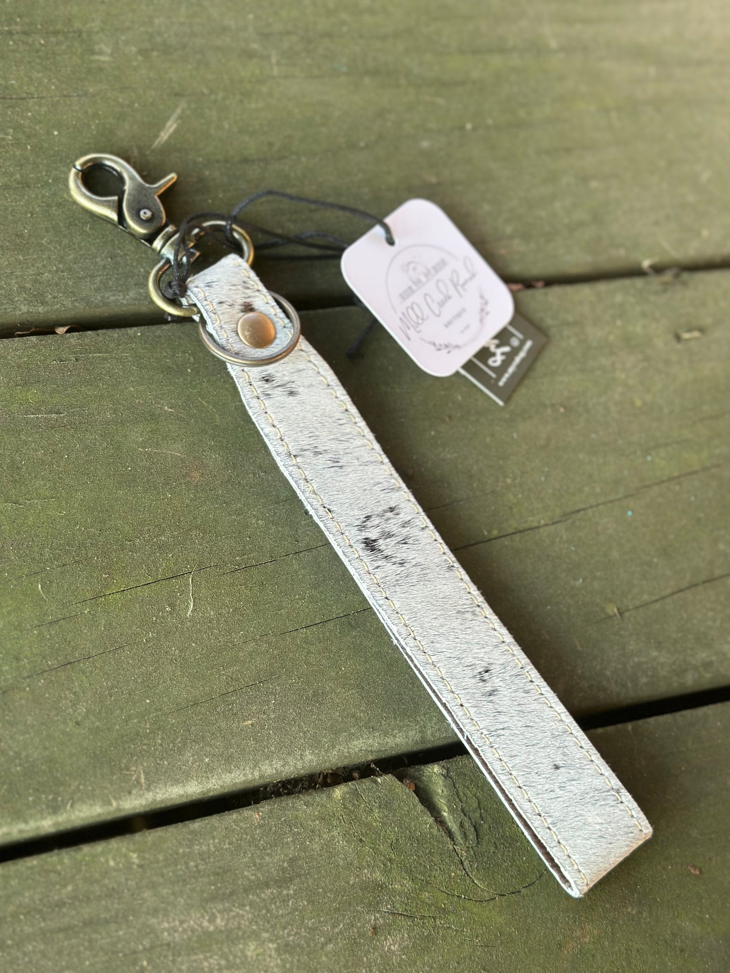 Quiet Sundown cow hide Keychain