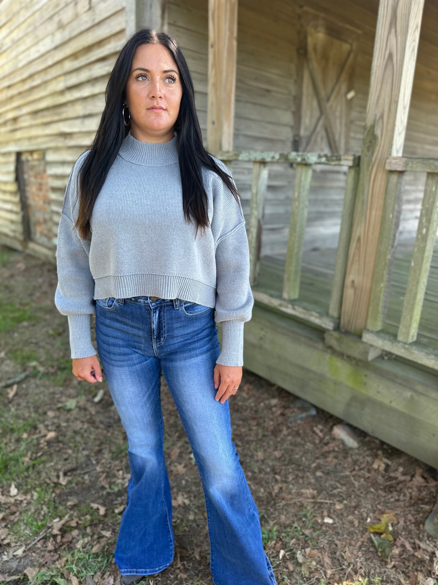 Side Slit Oversized Cropped Sweater