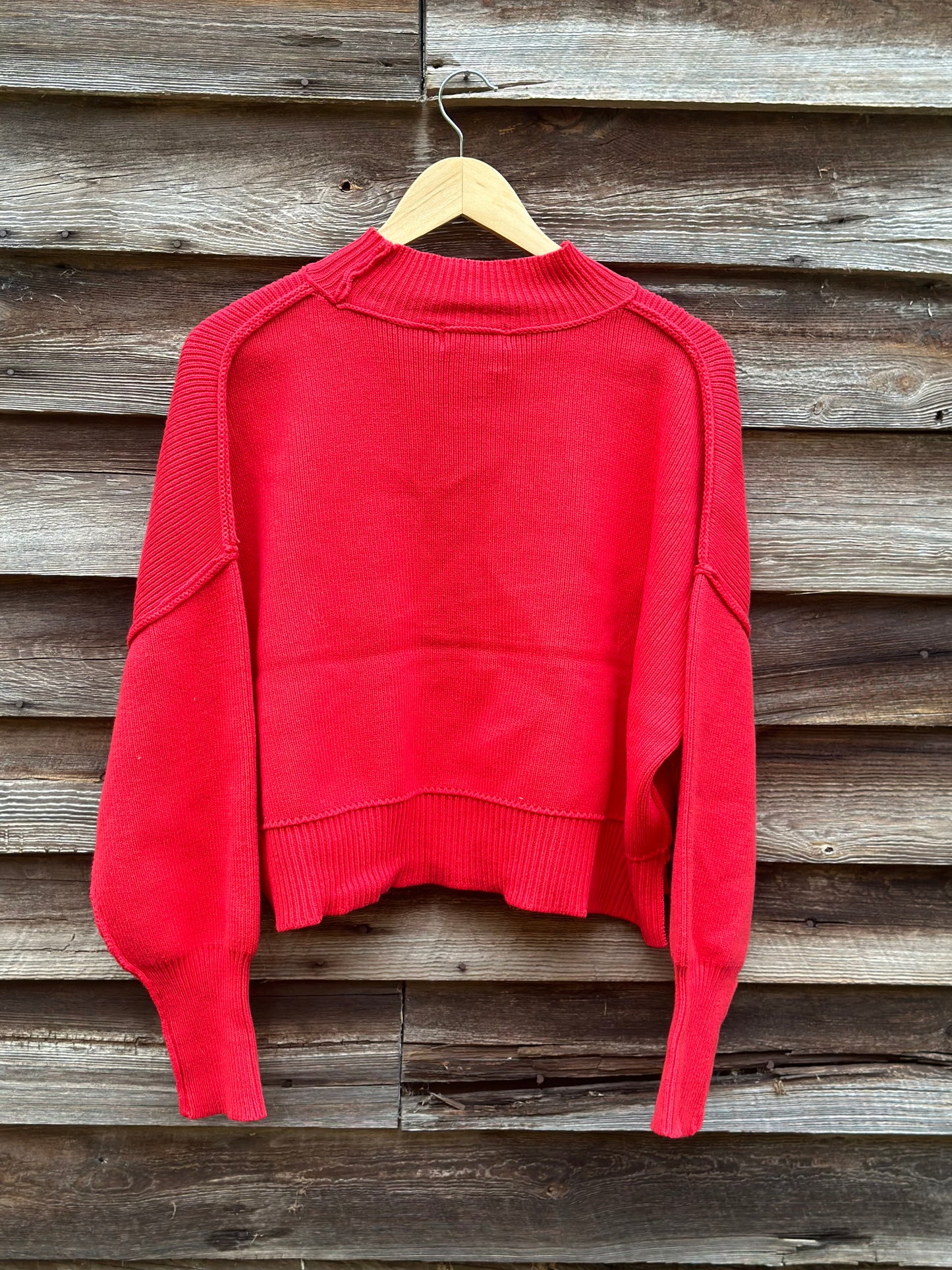 Side Slit Oversized Cropped Sweater