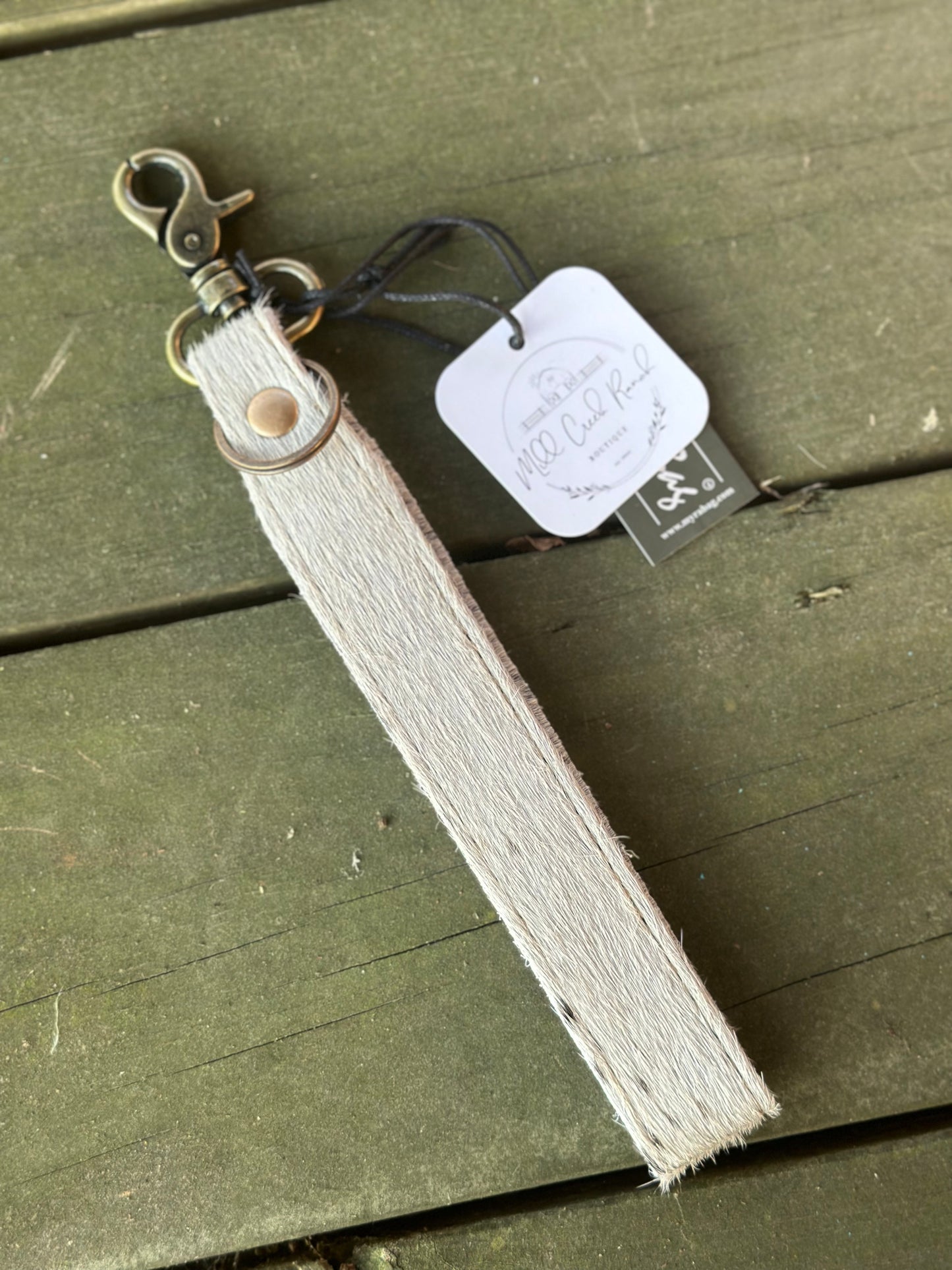 Quiet Sundown cow hide Keychain