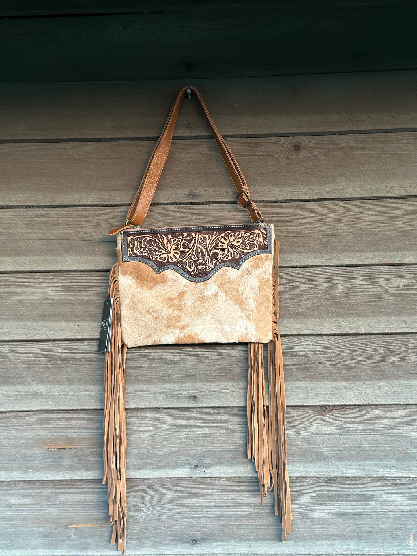 Dusty Cow Hide Tassel Purse