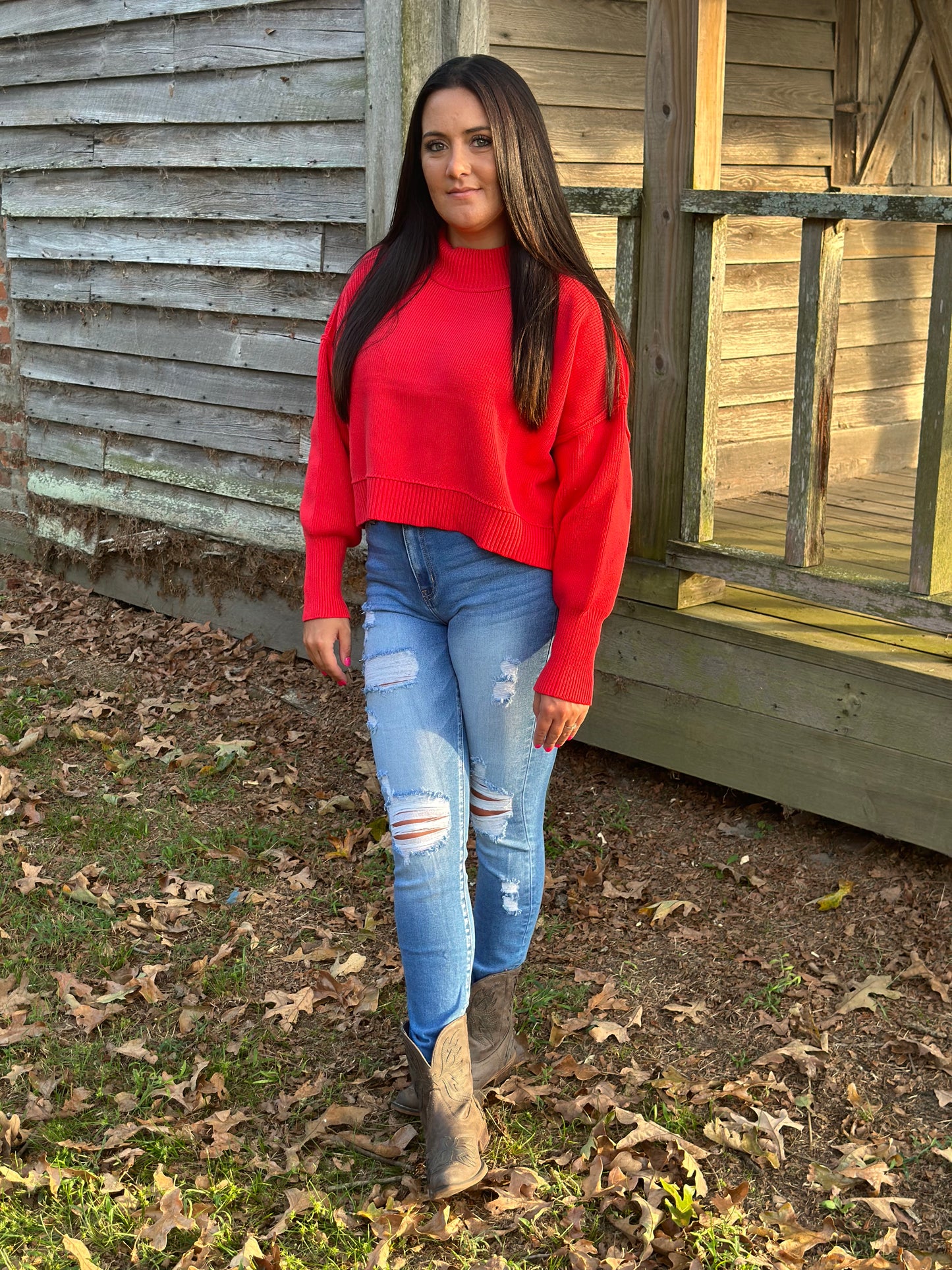 Side Slit Oversized Cropped Sweater