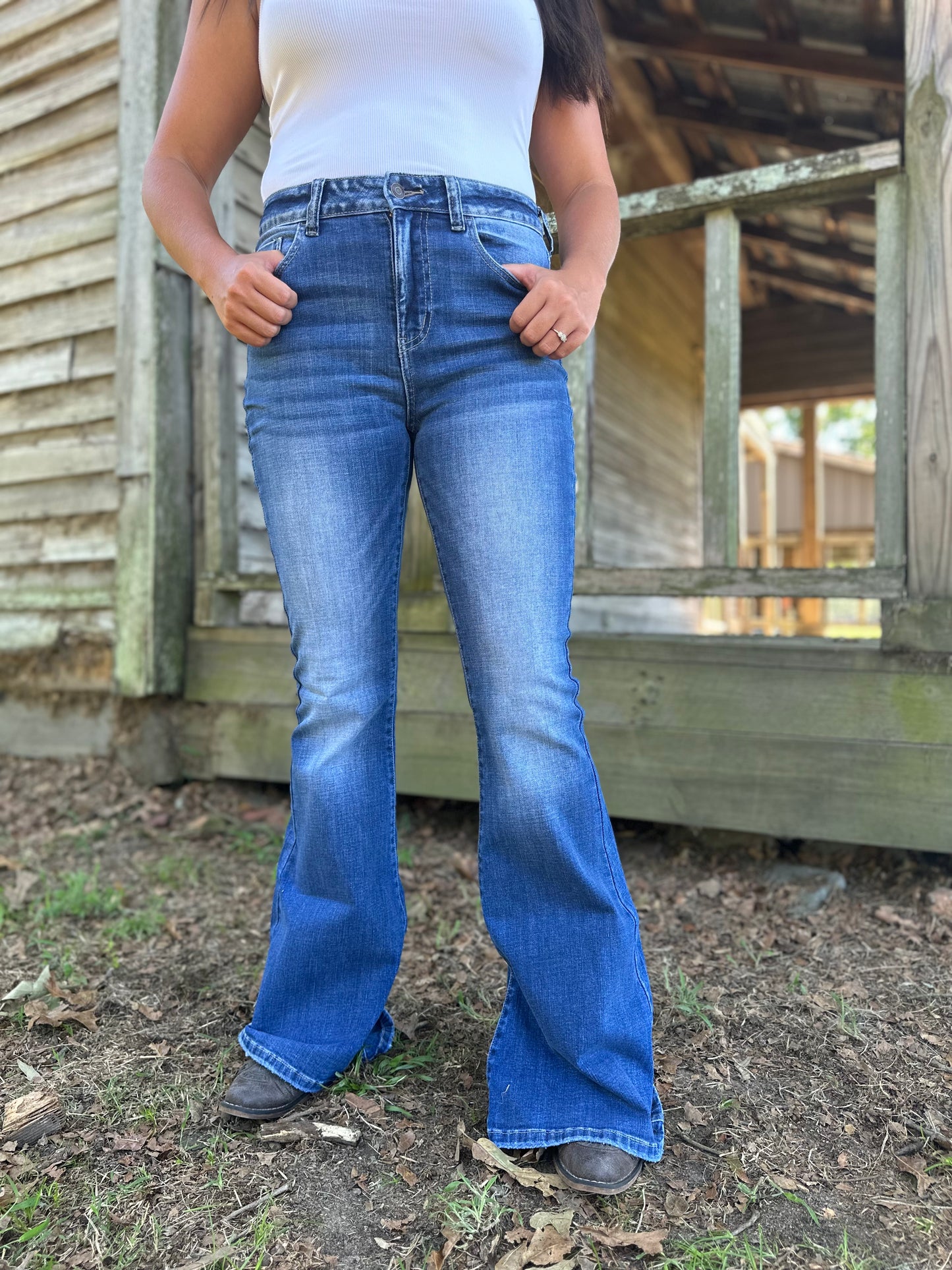 High-Rise Flare Denim Jeans 1645DD