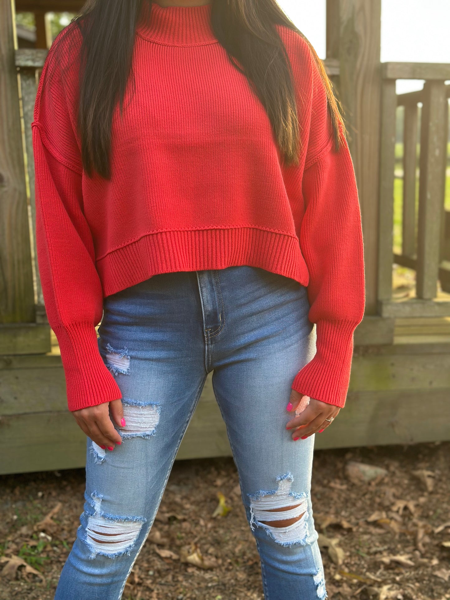 Side Slit Oversized Cropped Sweater