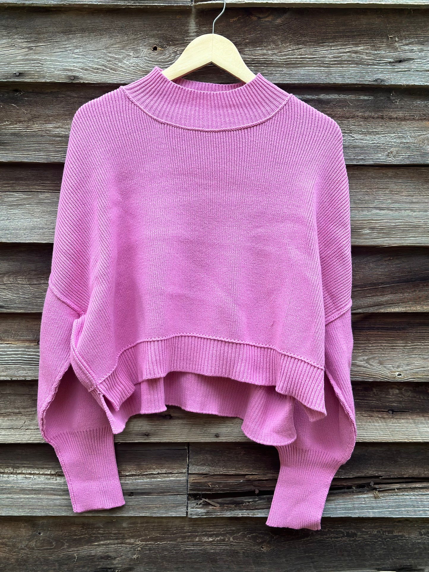 Side Slit Oversized Cropped Sweater