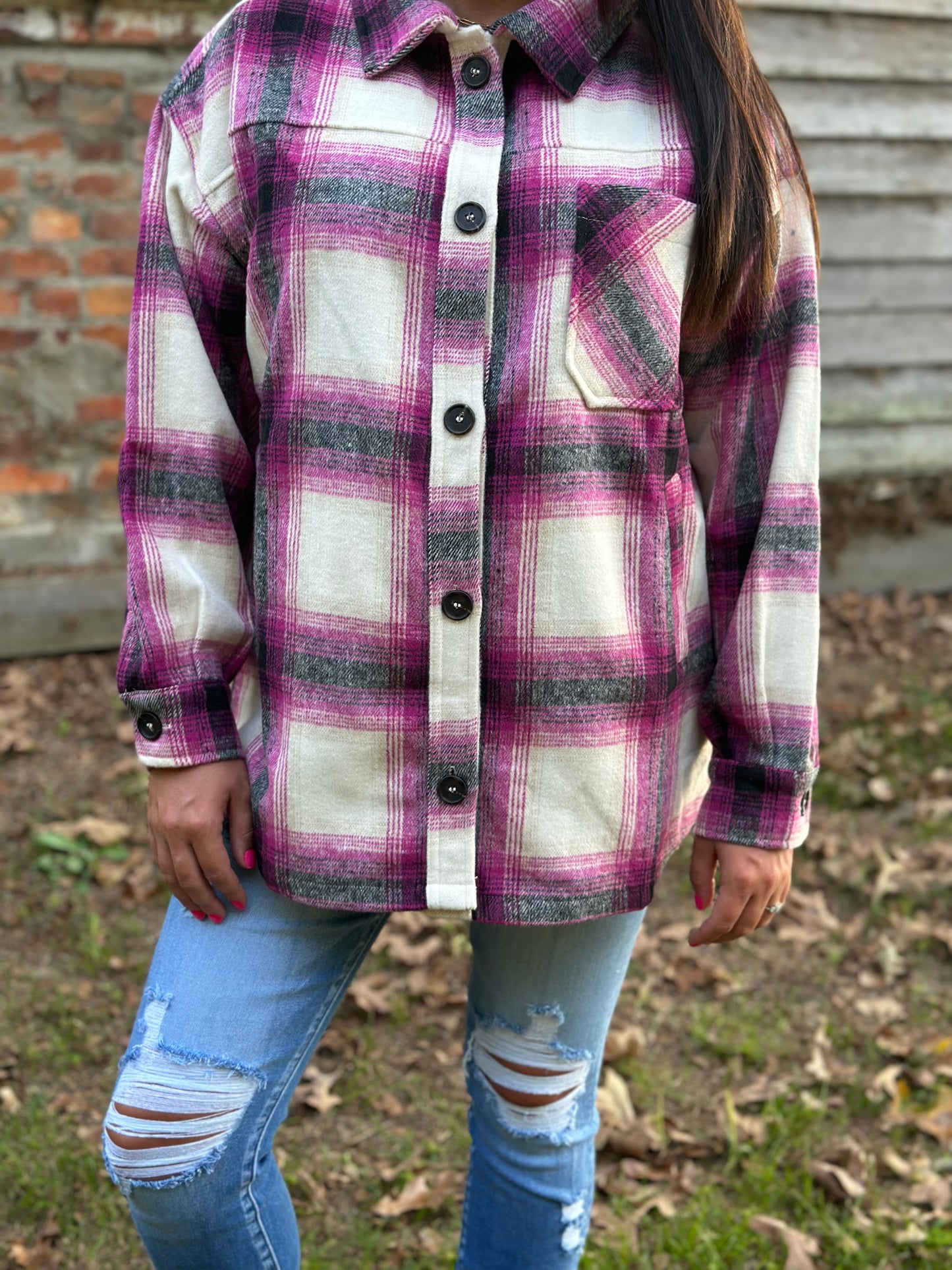 Oversized Yarn Dyed Plaid Longline Shacket
