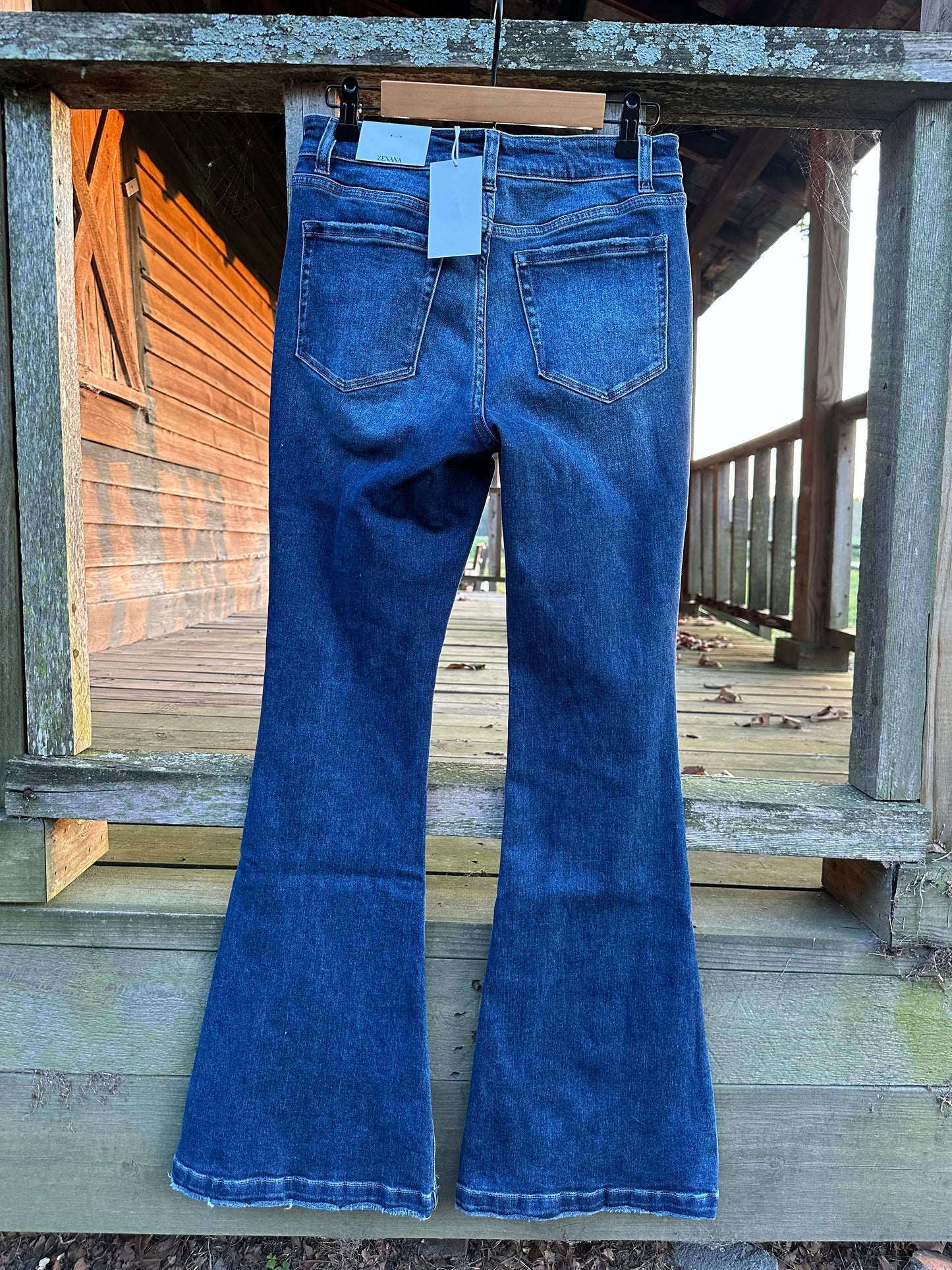 Mid Rise Distressed Button Fly Flare Jeans 1761DM