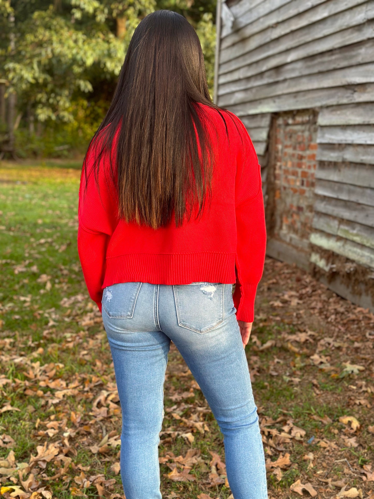 Side Slit Oversized Cropped Sweater