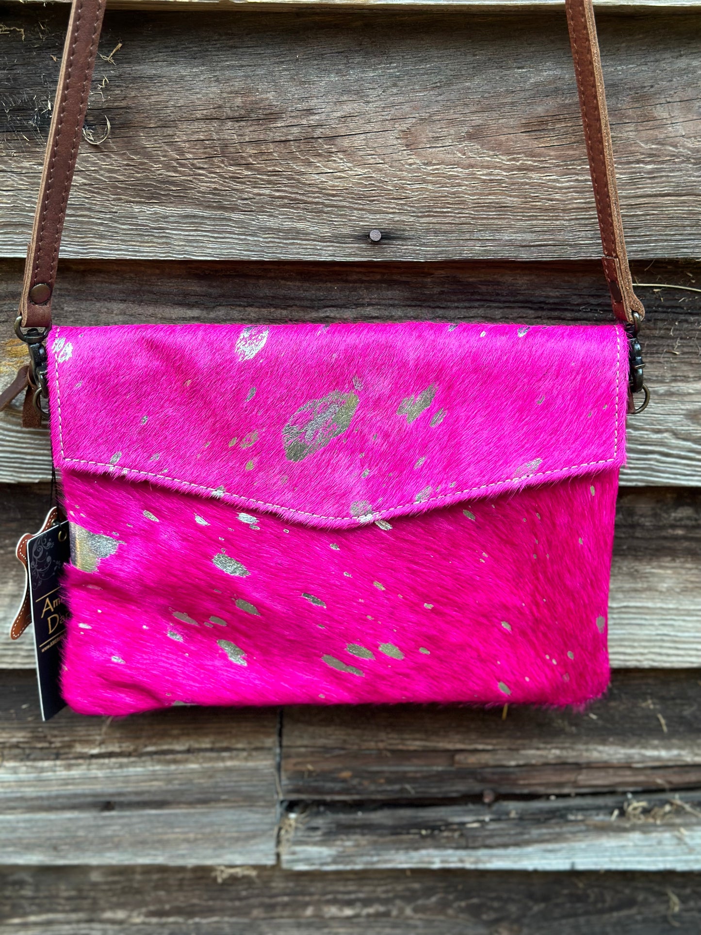 Pink & Silver Cowhide Purse