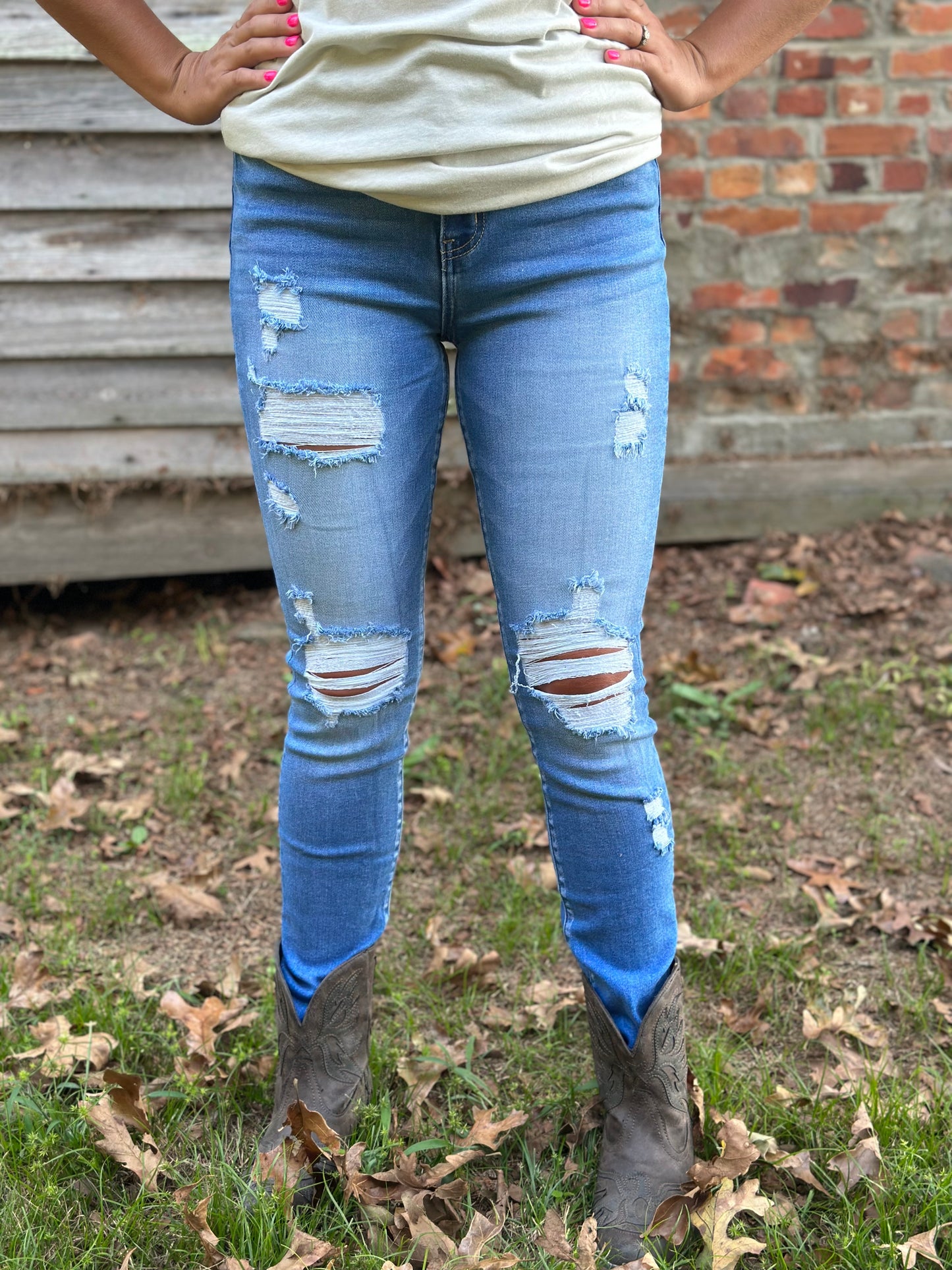 Distressed Skinny Denim Pants 1692MM