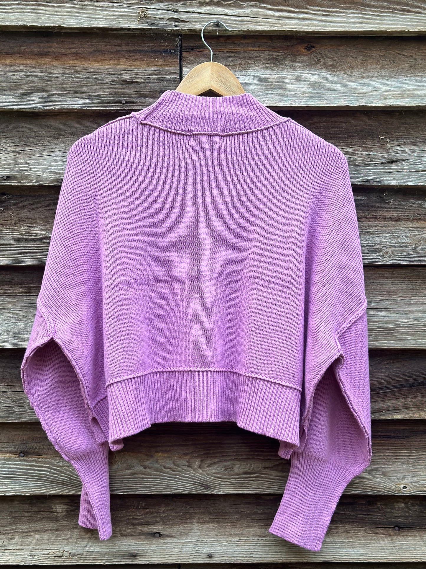 Side Slit Oversized Cropped Sweater