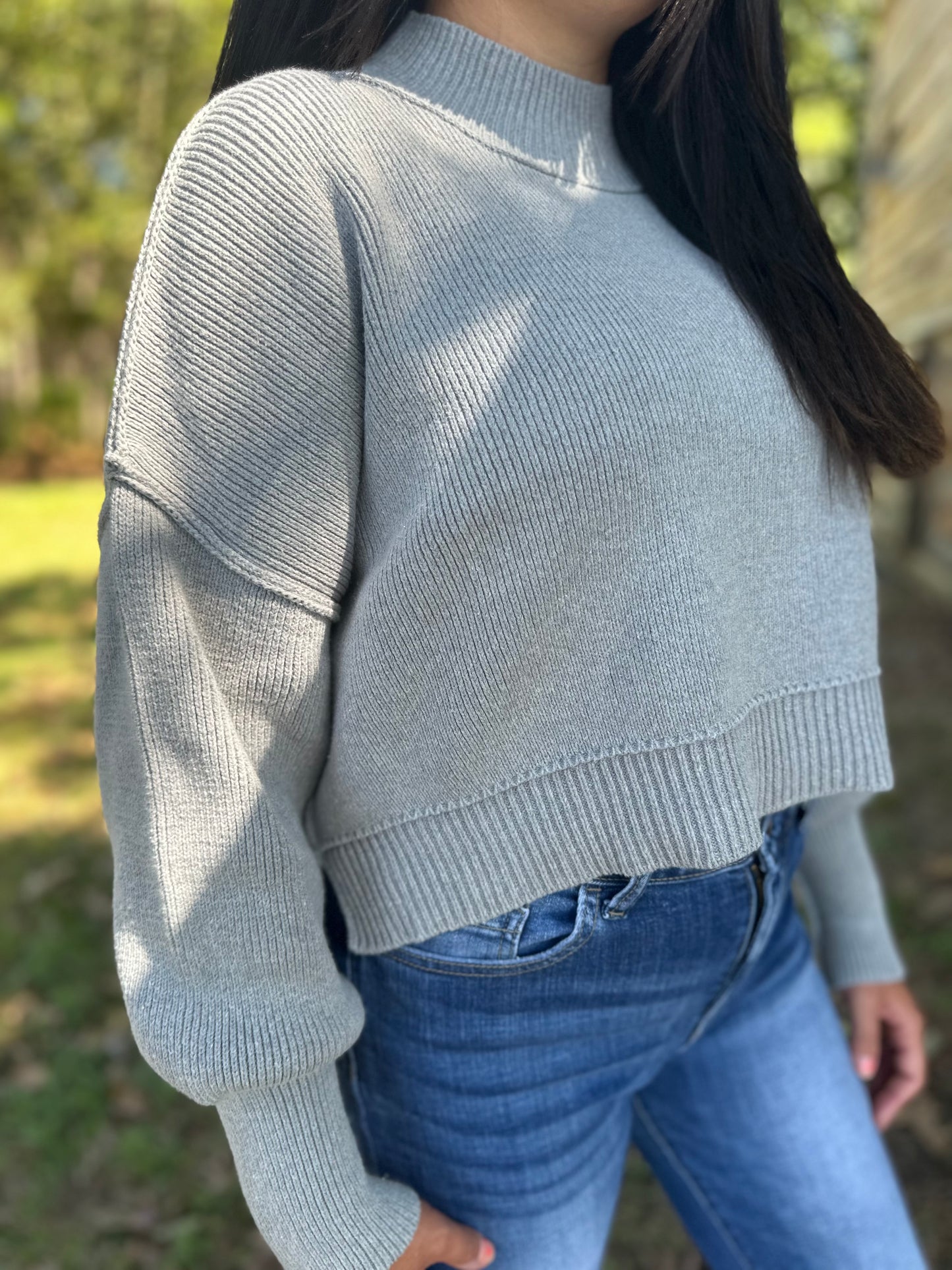 Side Slit Oversized Cropped Sweater