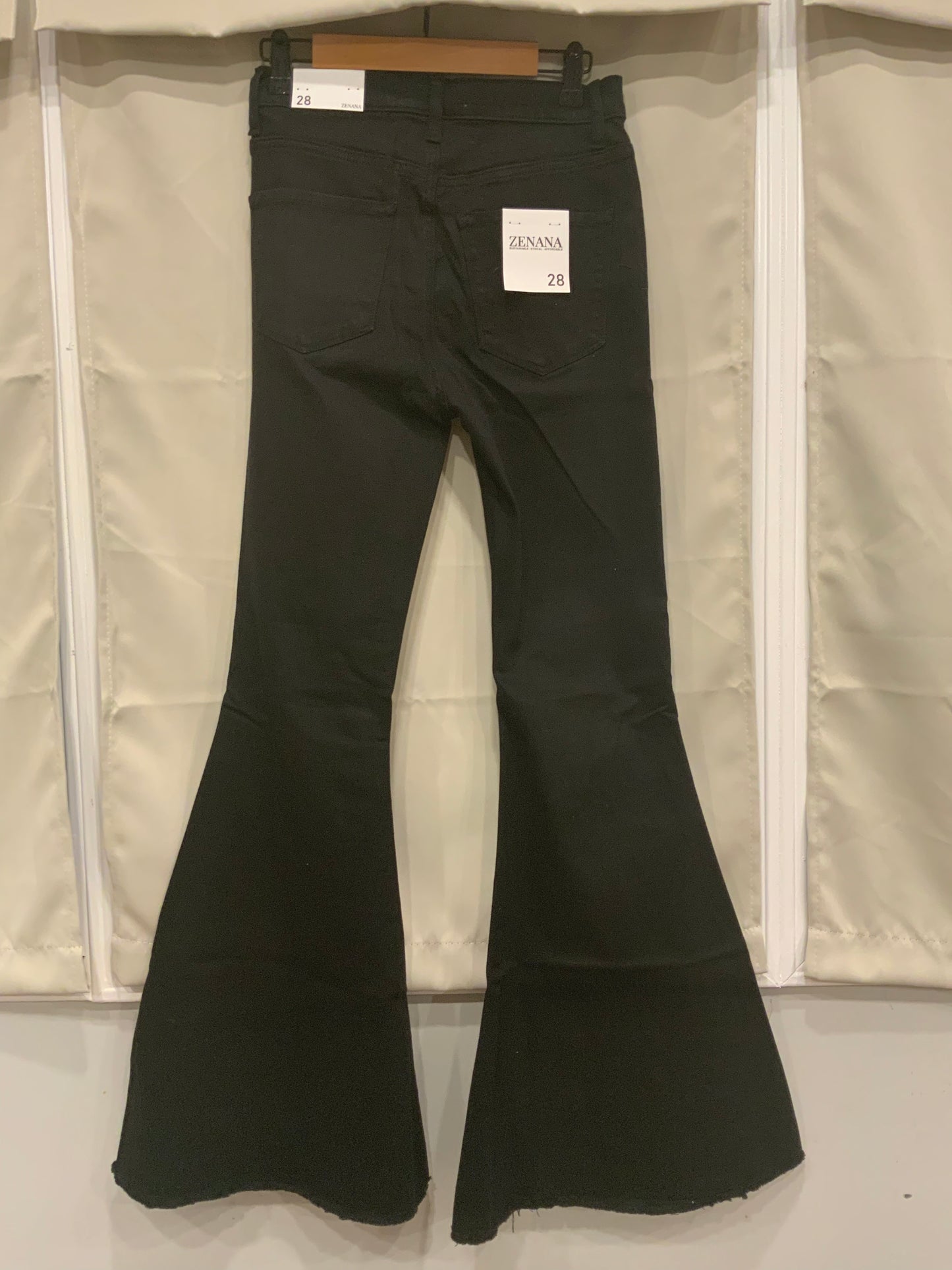 Distressed High Rise Bell Bottom Black Jeans