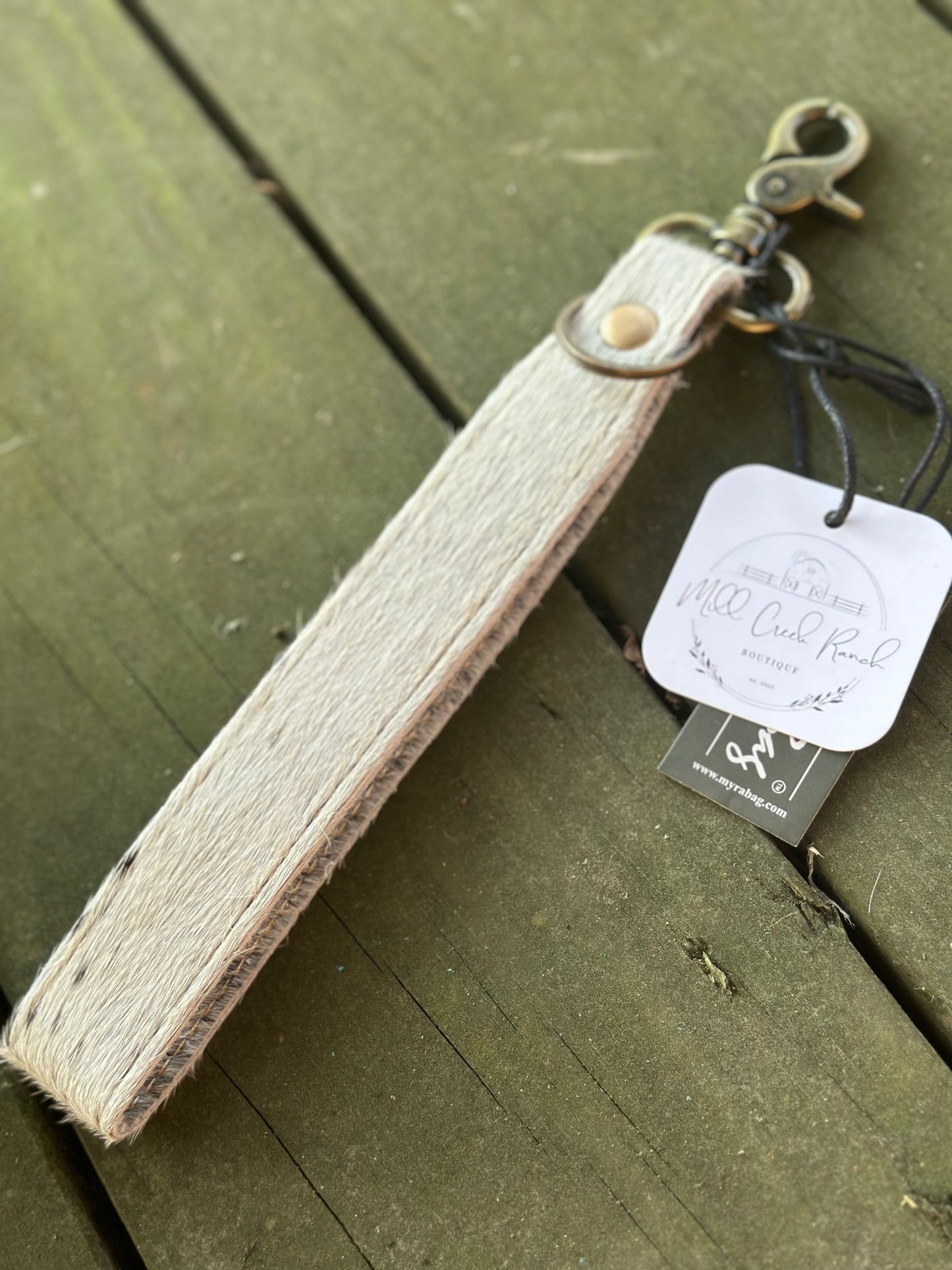 Quiet Sundown cow hide Keychain