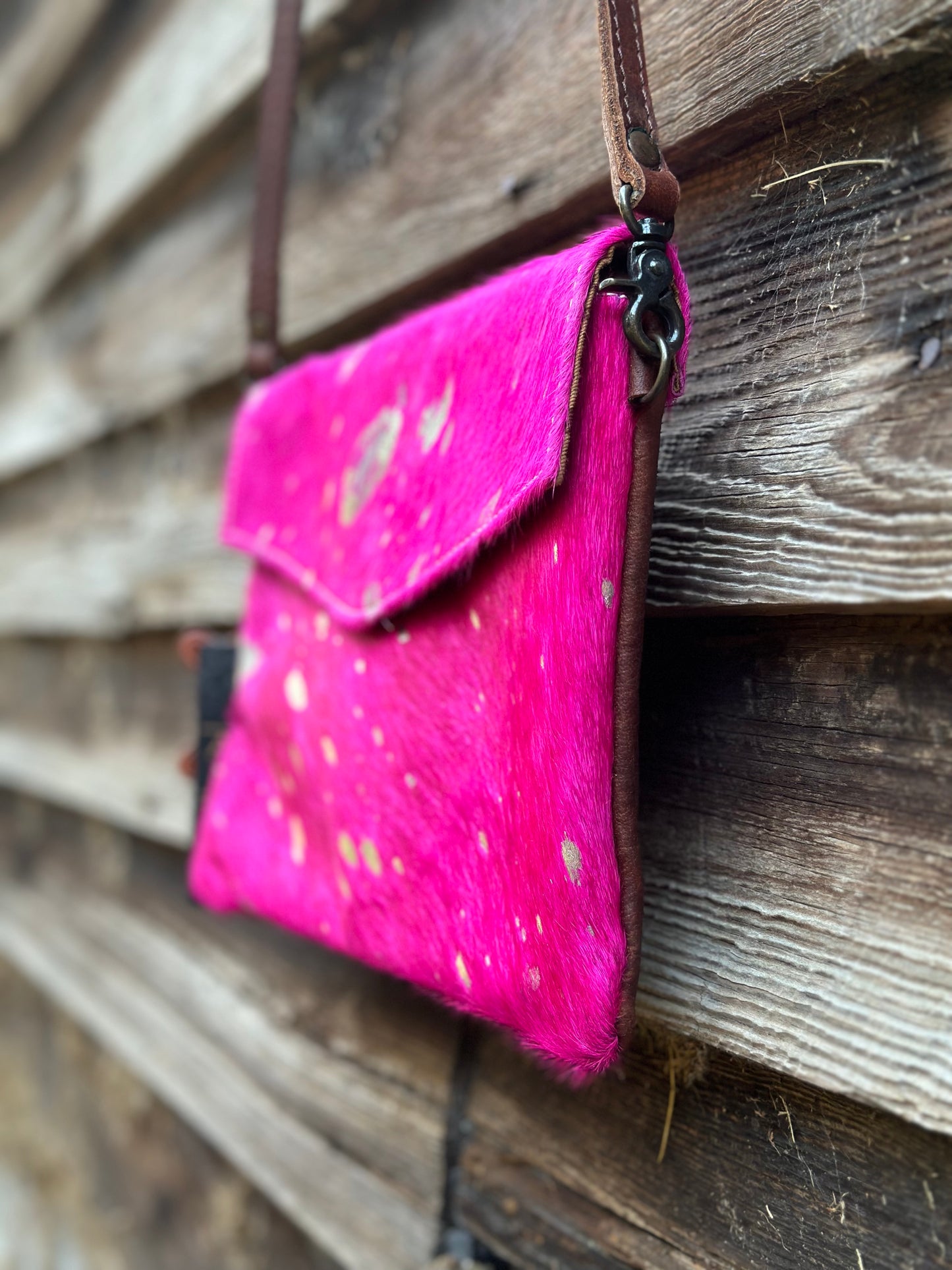 Pink & Silver Cowhide Purse