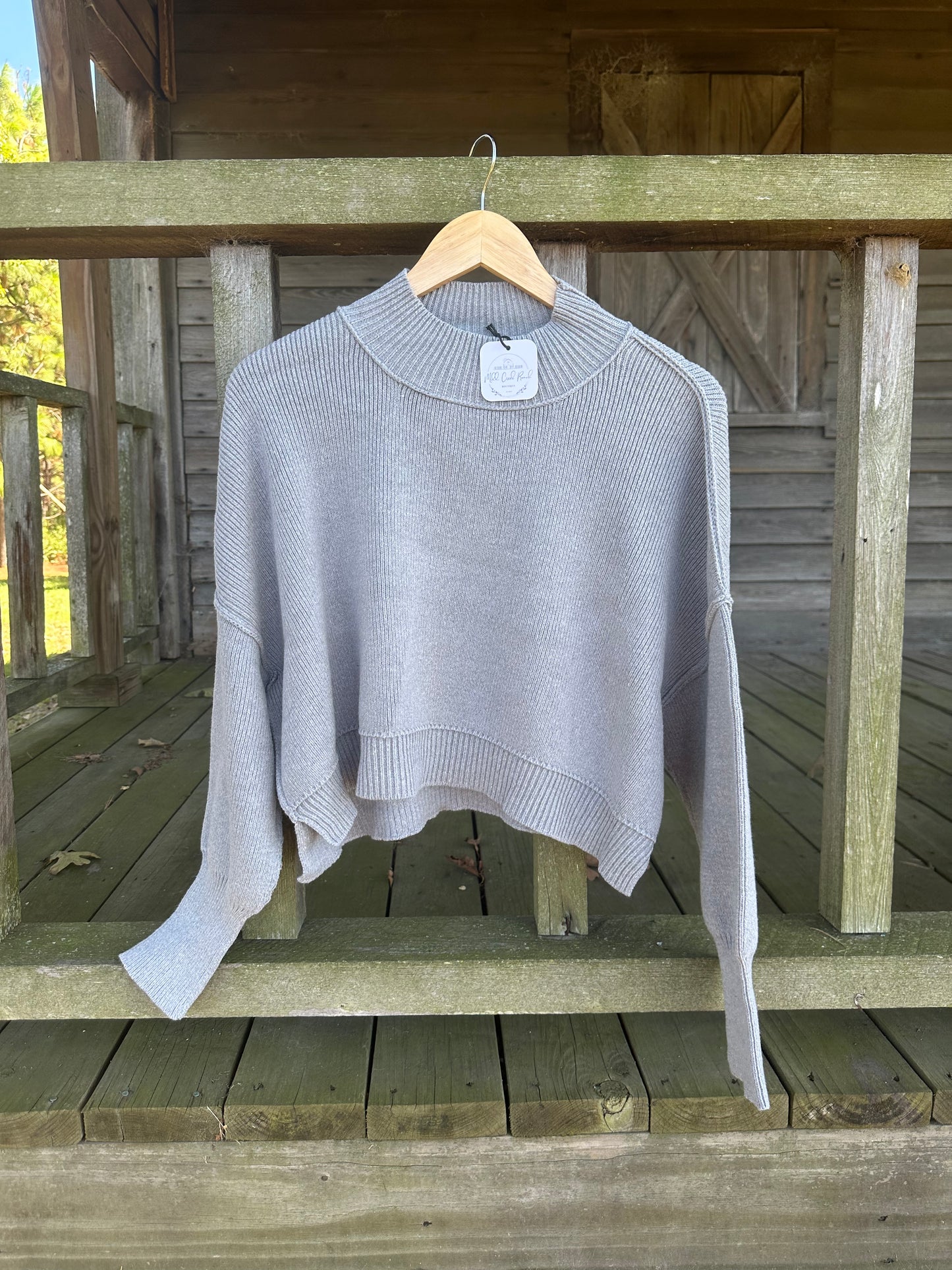 Side Slit Oversized Cropped Sweater