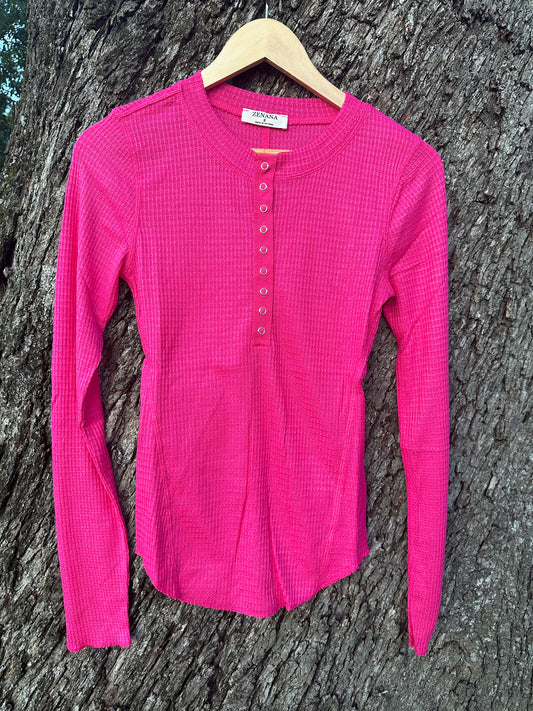Baby Waffle Snap Button Long-sleeve Shirt