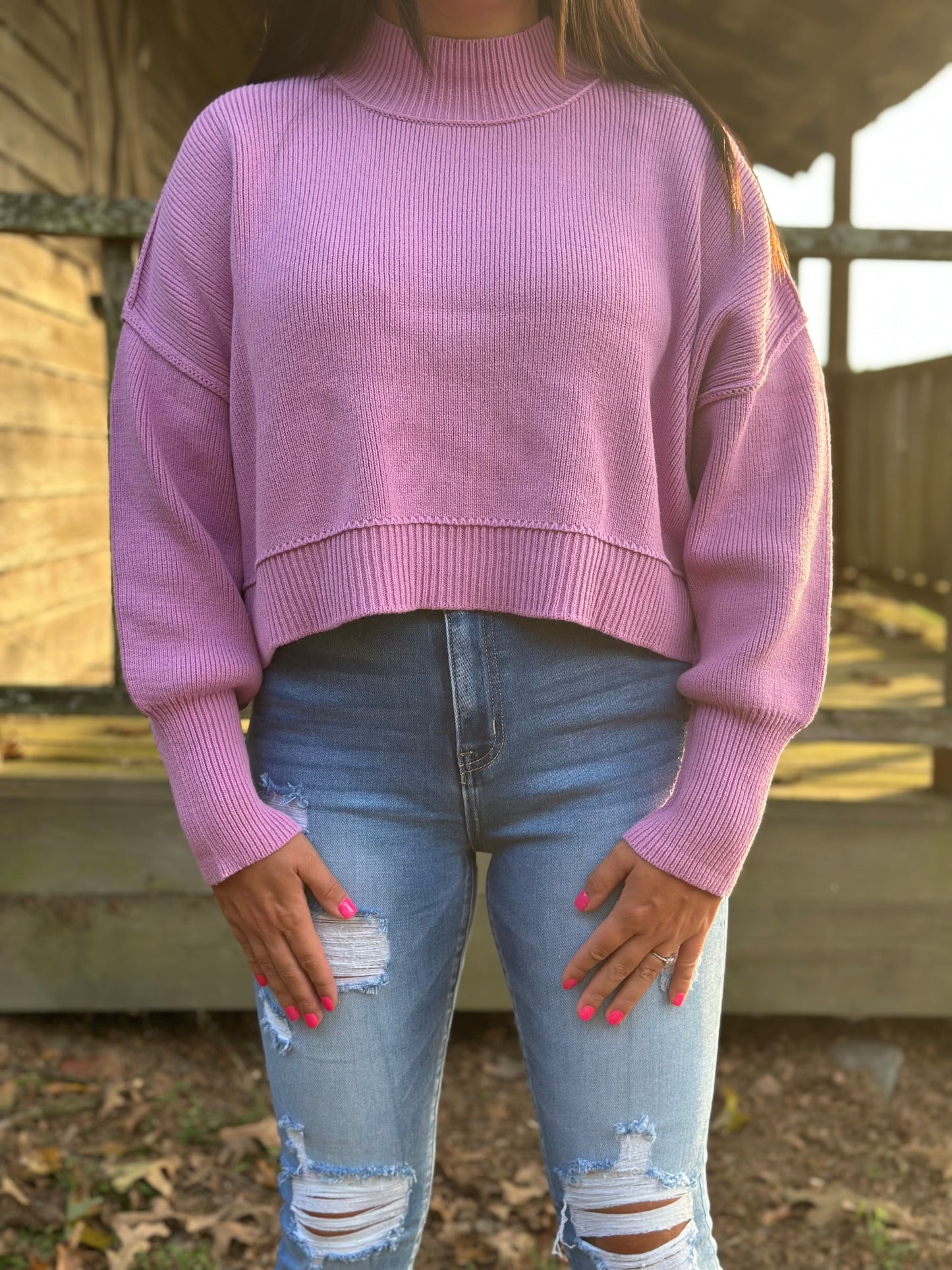 Side Slit Oversized Cropped Sweater