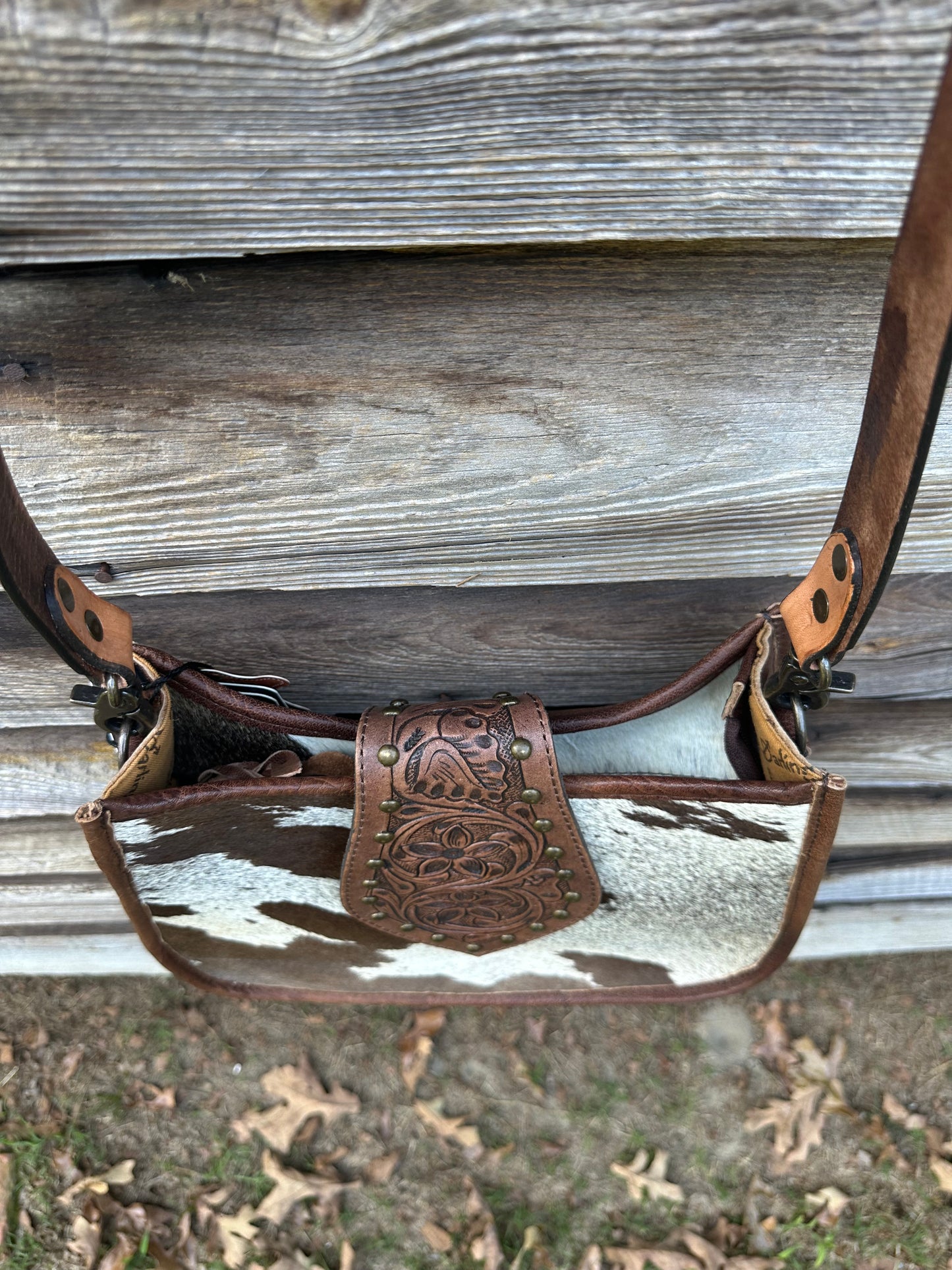 Leather Buckle Cow Hide Purse