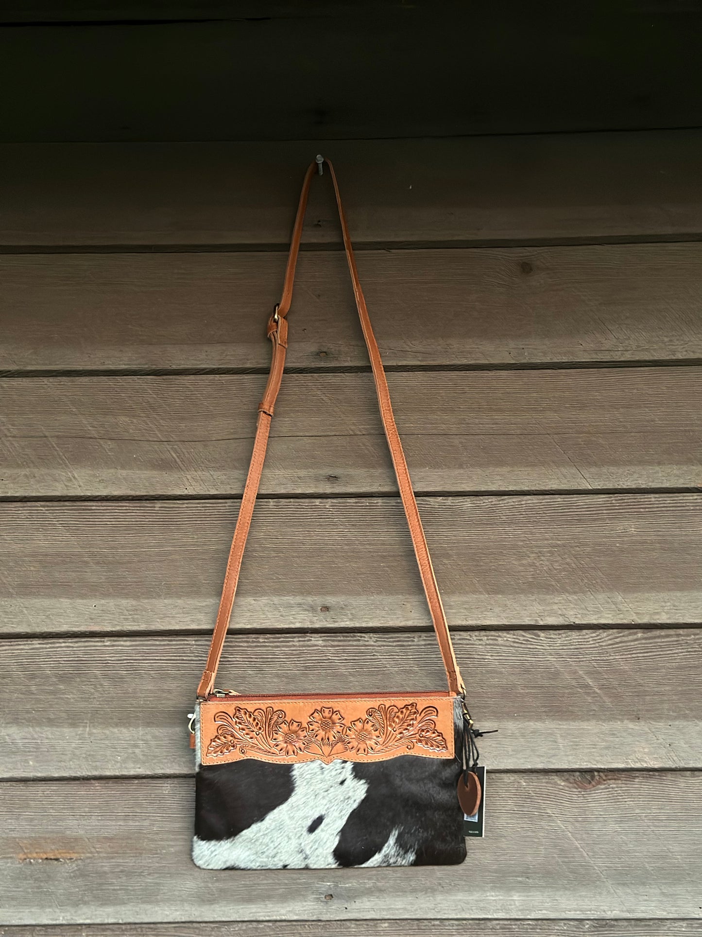 Magnolia Grove Cow Hide Hand Tooled Purse