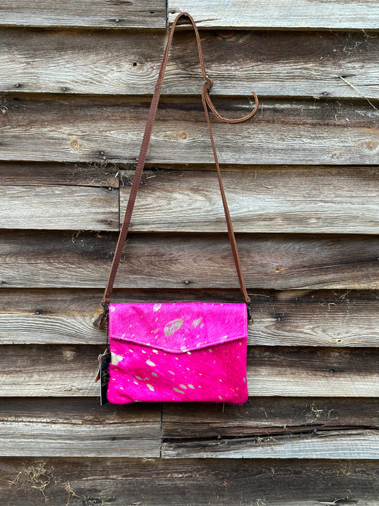 Pink & Silver Cowhide Purse