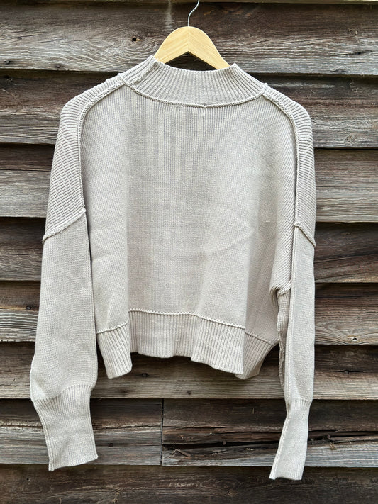 Side Slit Oversized Cropped Sweater