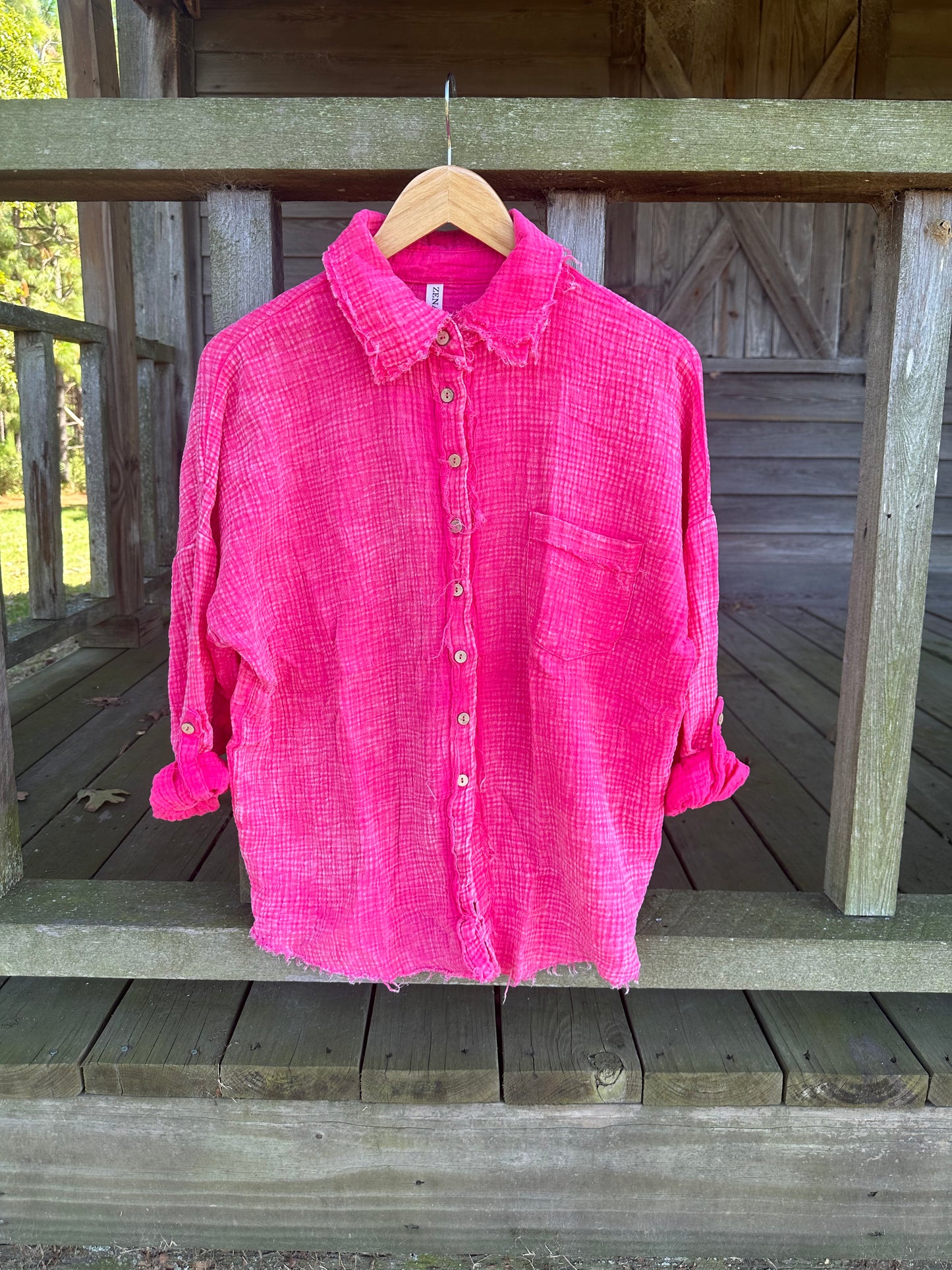 Washed Double Gauze Button Down Shirt