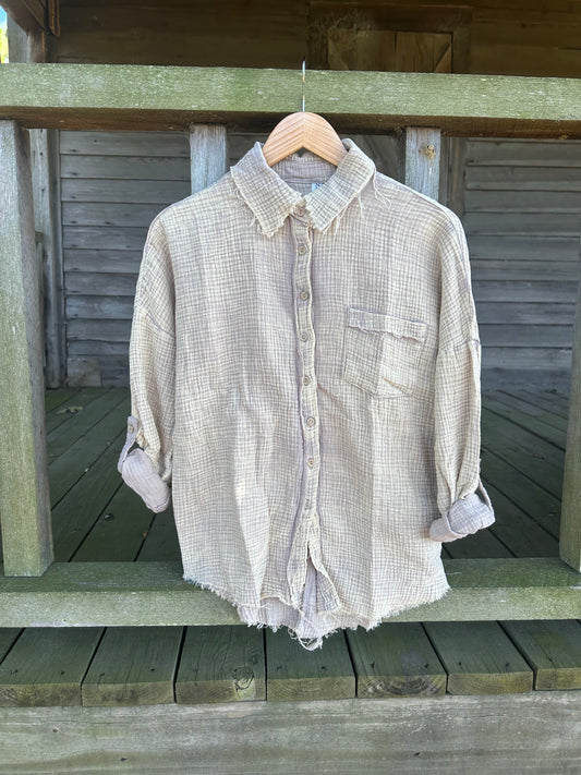 Washed Double Gauze Button Down Shirt