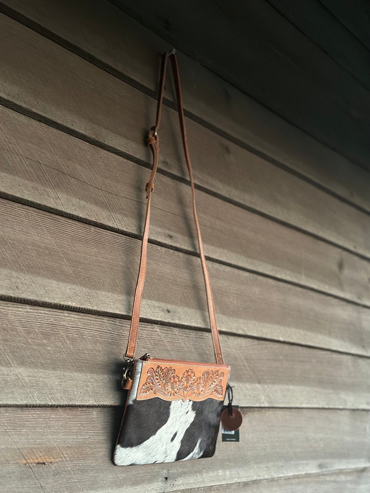 Magnolia Grove Cow Hide Hand Tooled Purse