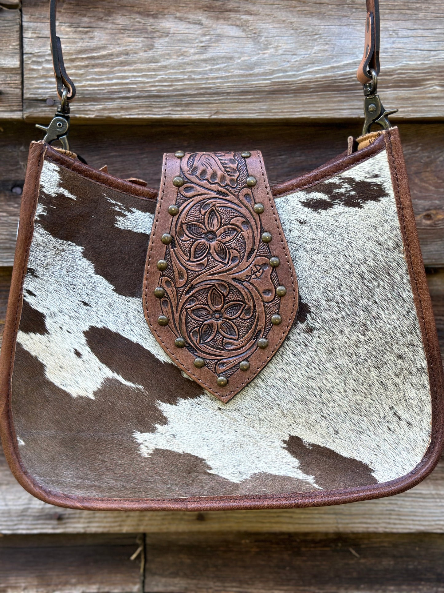 Leather Buckle Cow Hide Purse