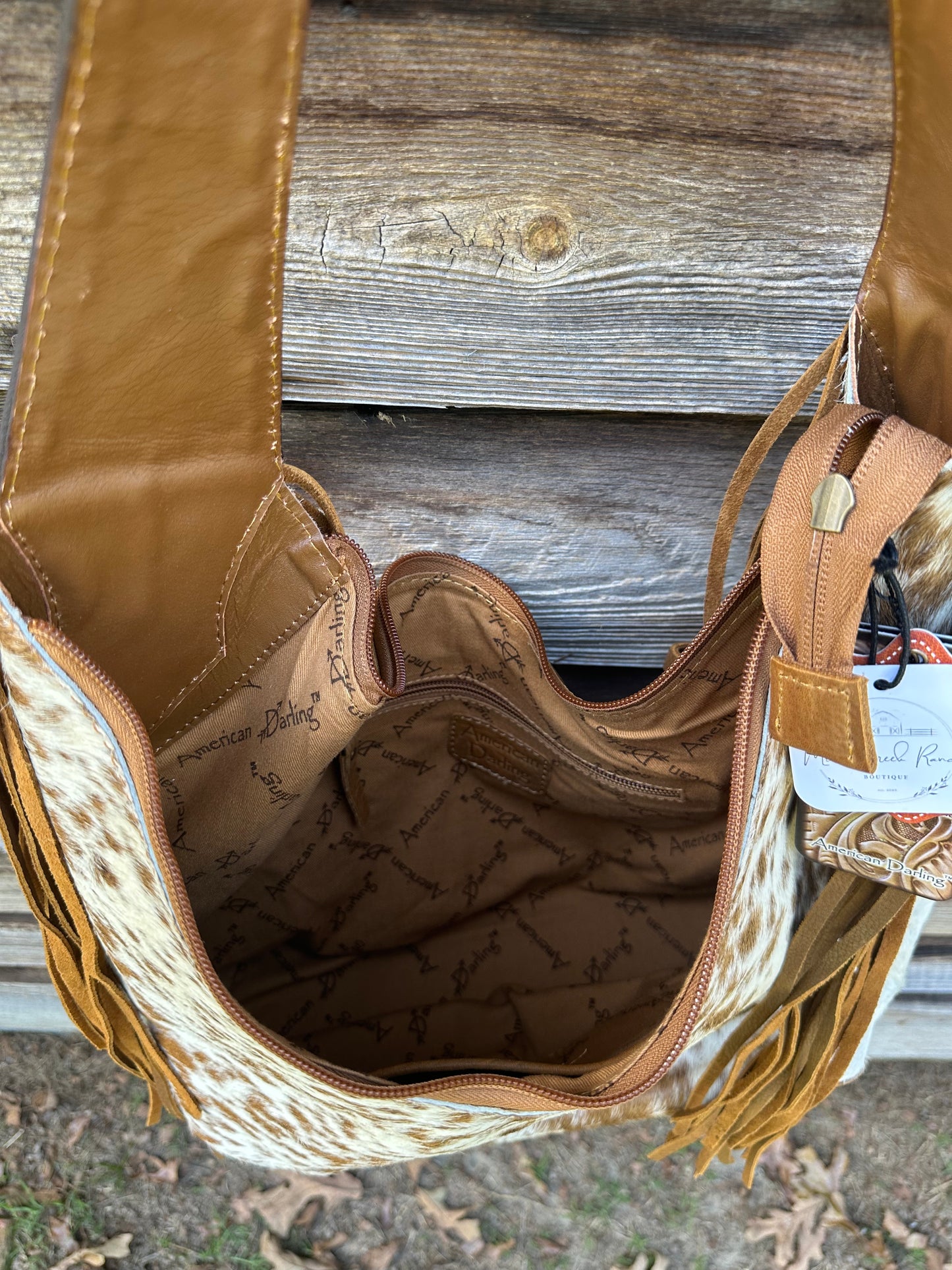 Brown Cow Hide Tassel Purse