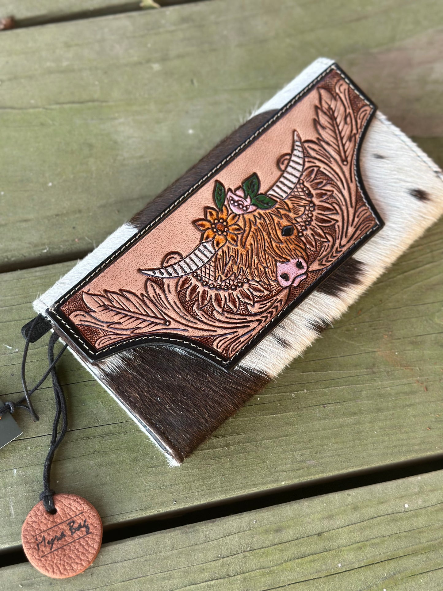 Bloomin’ Steer Hand Tooled Wallet