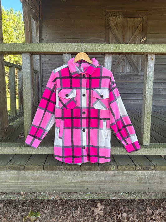 Oversized Plaid Fleece Shacket