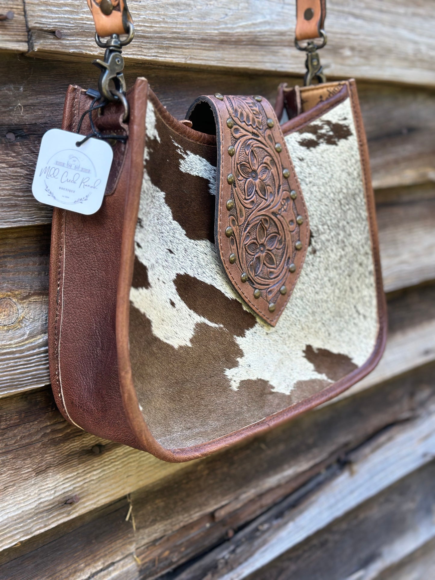 Leather Buckle Cow Hide Purse