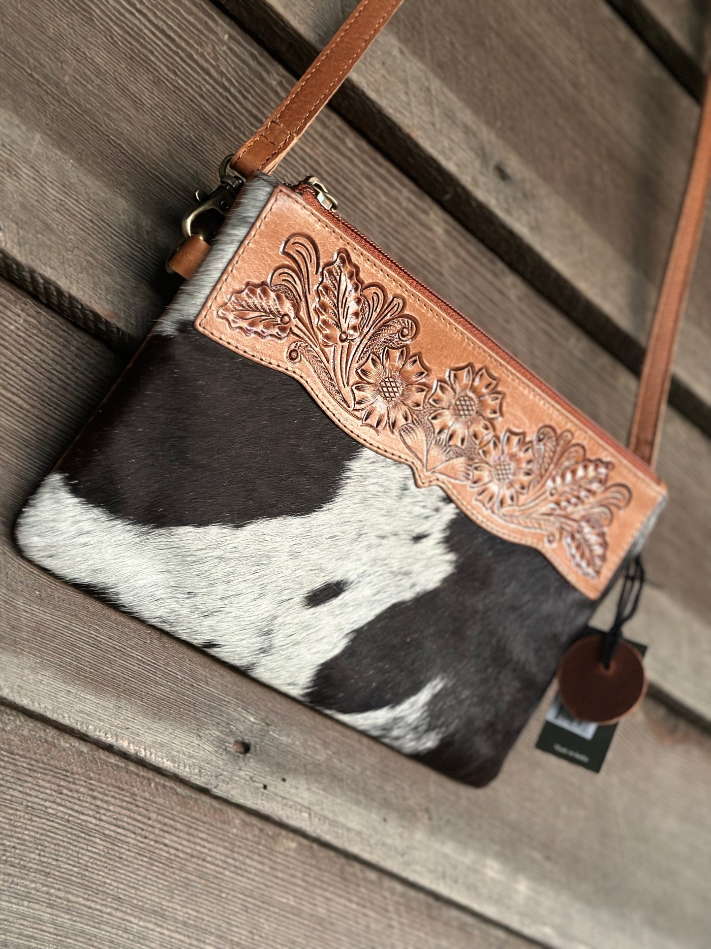 Magnolia Grove Cow Hide Hand Tooled Purse