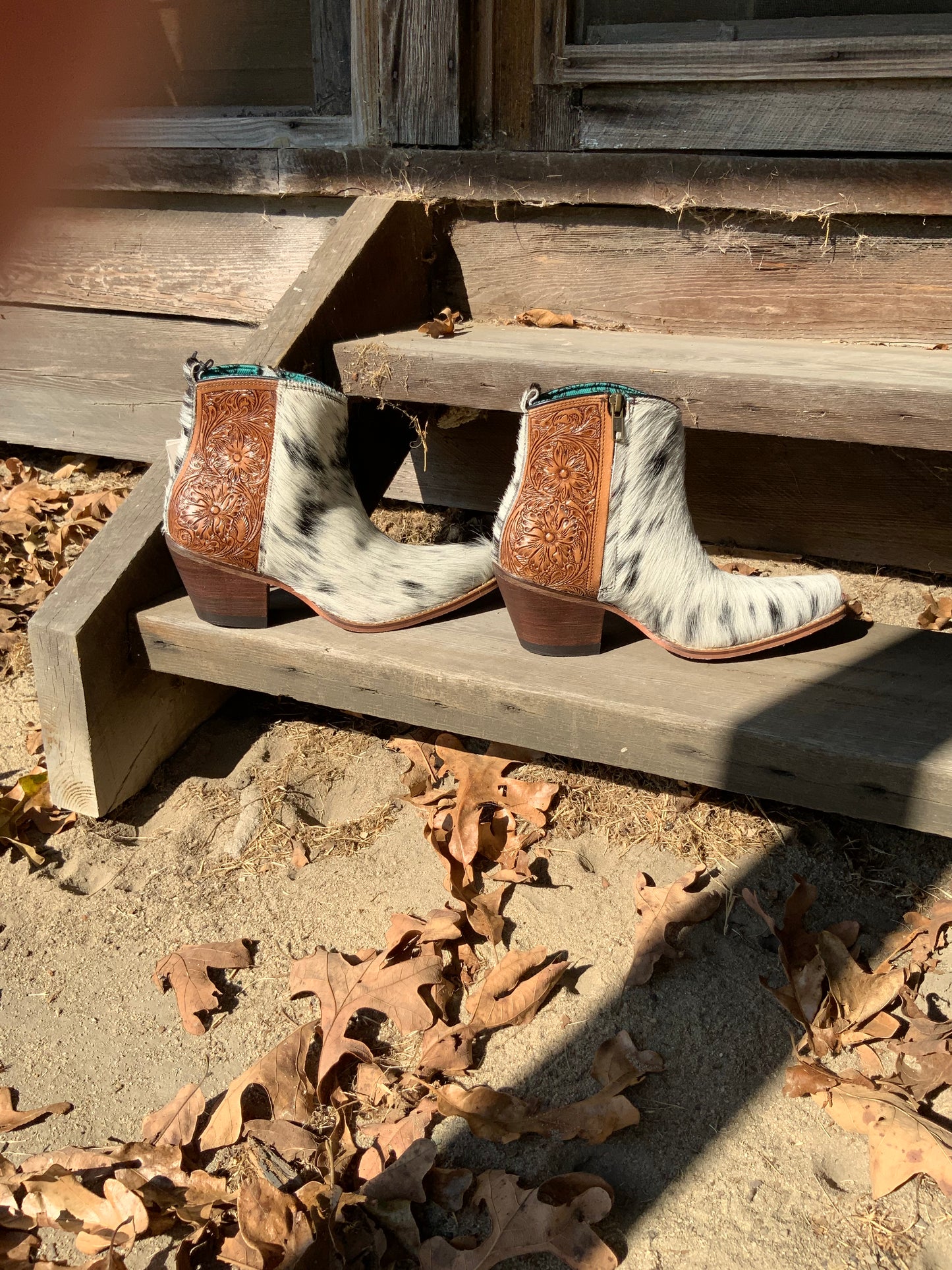 Laramie Plains Cow Hide & Hand Tooled Boots