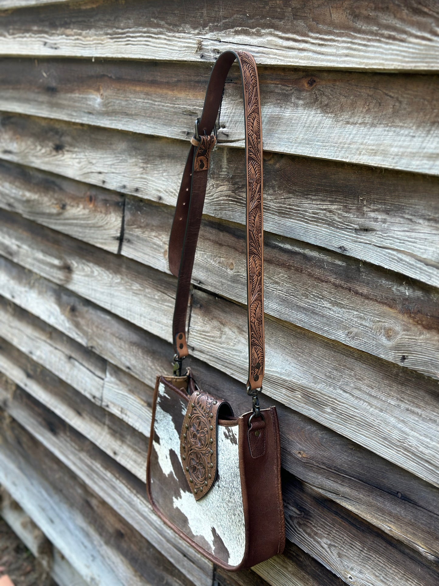 Leather Buckle Cow Hide Purse