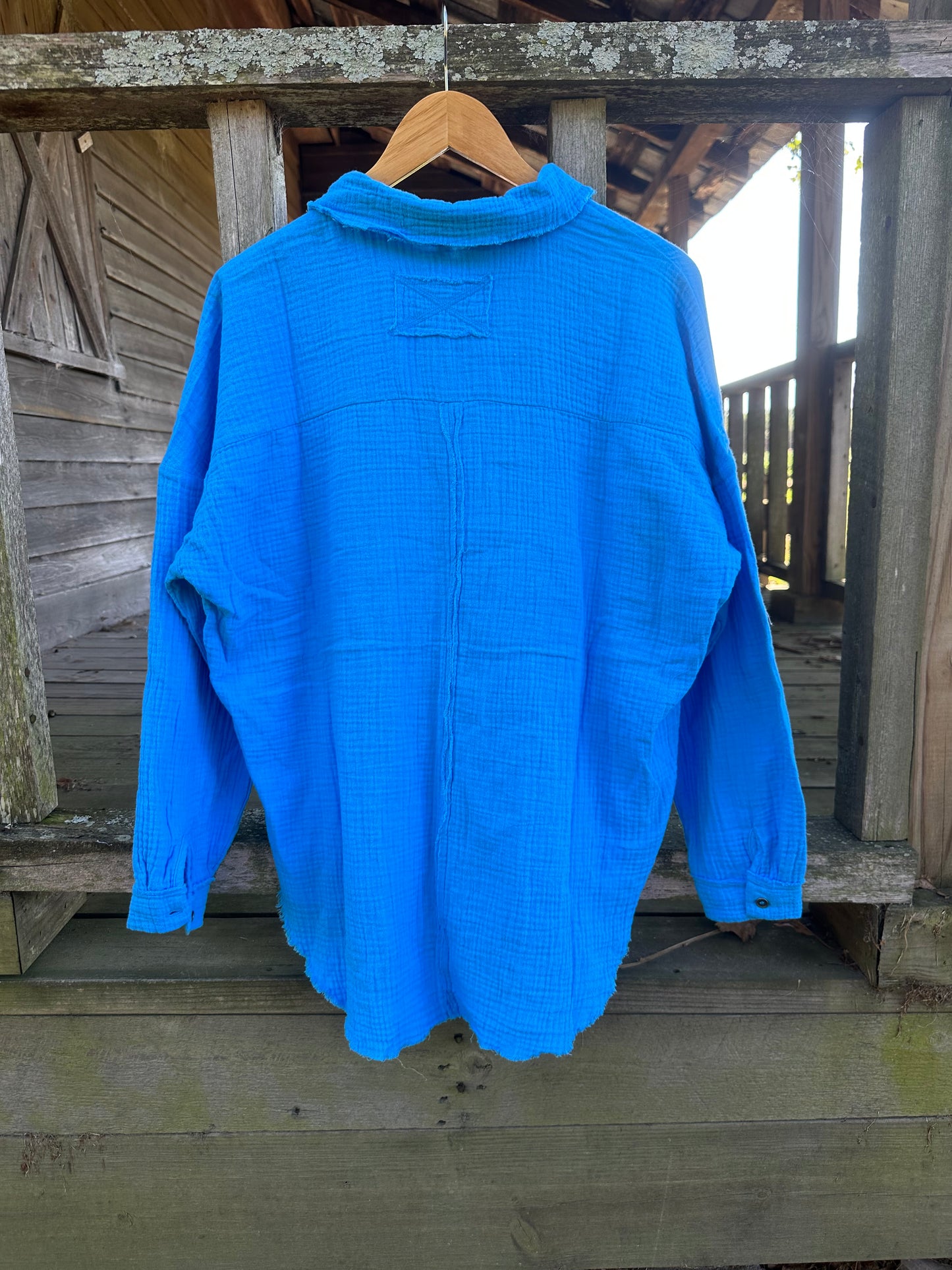 Double Gauze Oversized Raw Edge Shirt