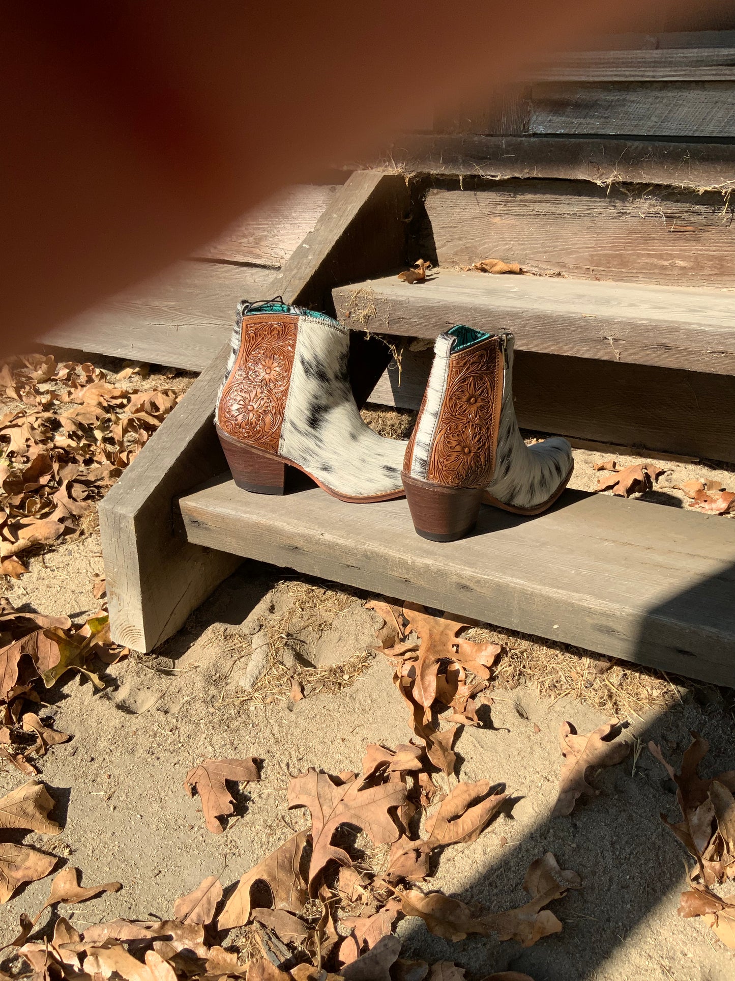 Laramie Plains Cow Hide & Hand Tooled Boots