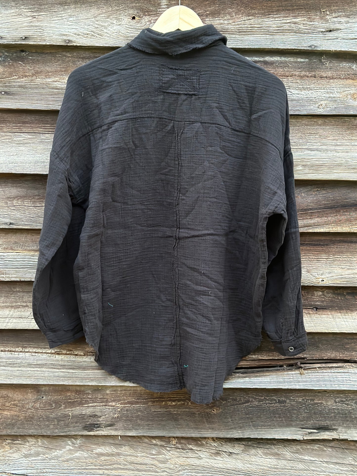 Double Gauze Oversized Raw Edge Shirt