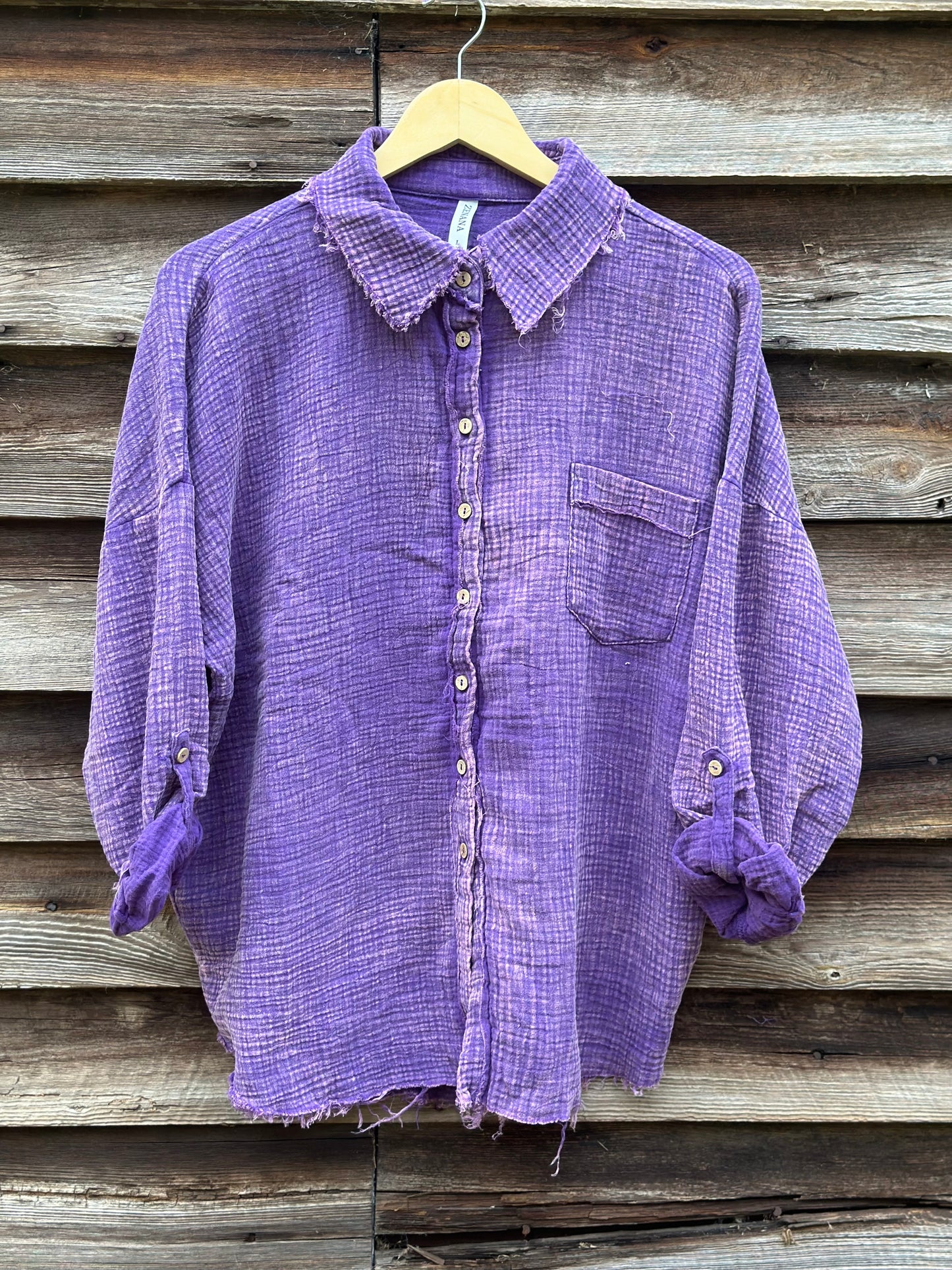 Washed Double Gauze Button Down Shirt