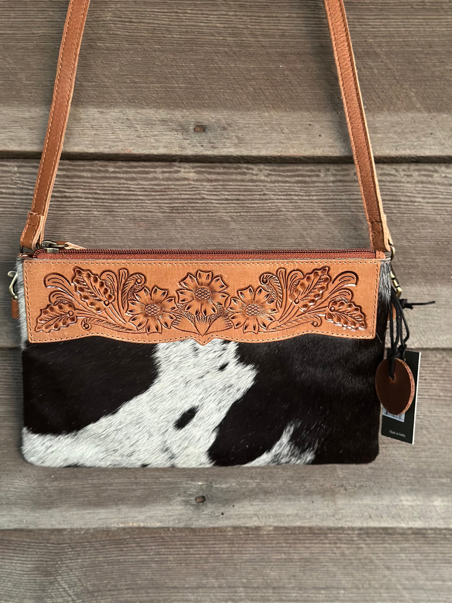 Magnolia Grove Cow Hide Hand Tooled Purse