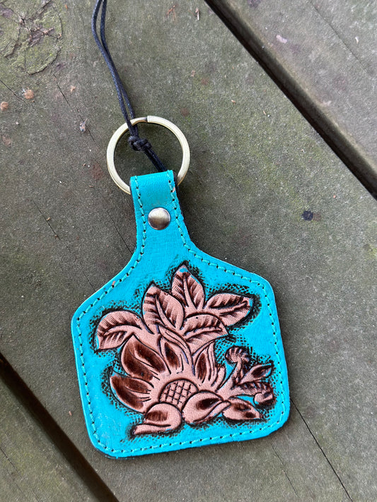 Sprouting Vines Hand-tooled Keychain