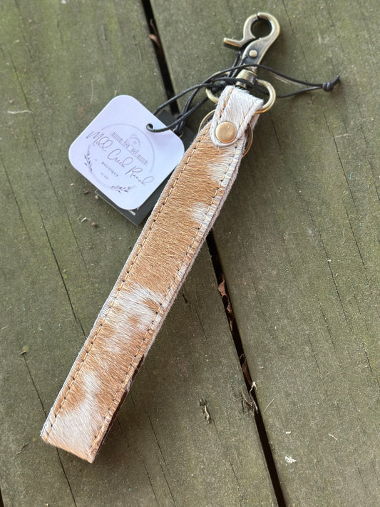 Quiet Sundown cow hide Keychain