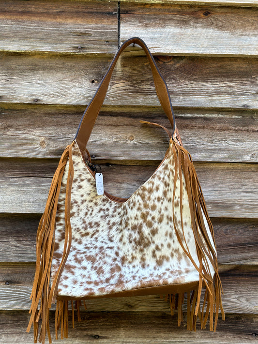 Brown Cow Hide Tassel Purse