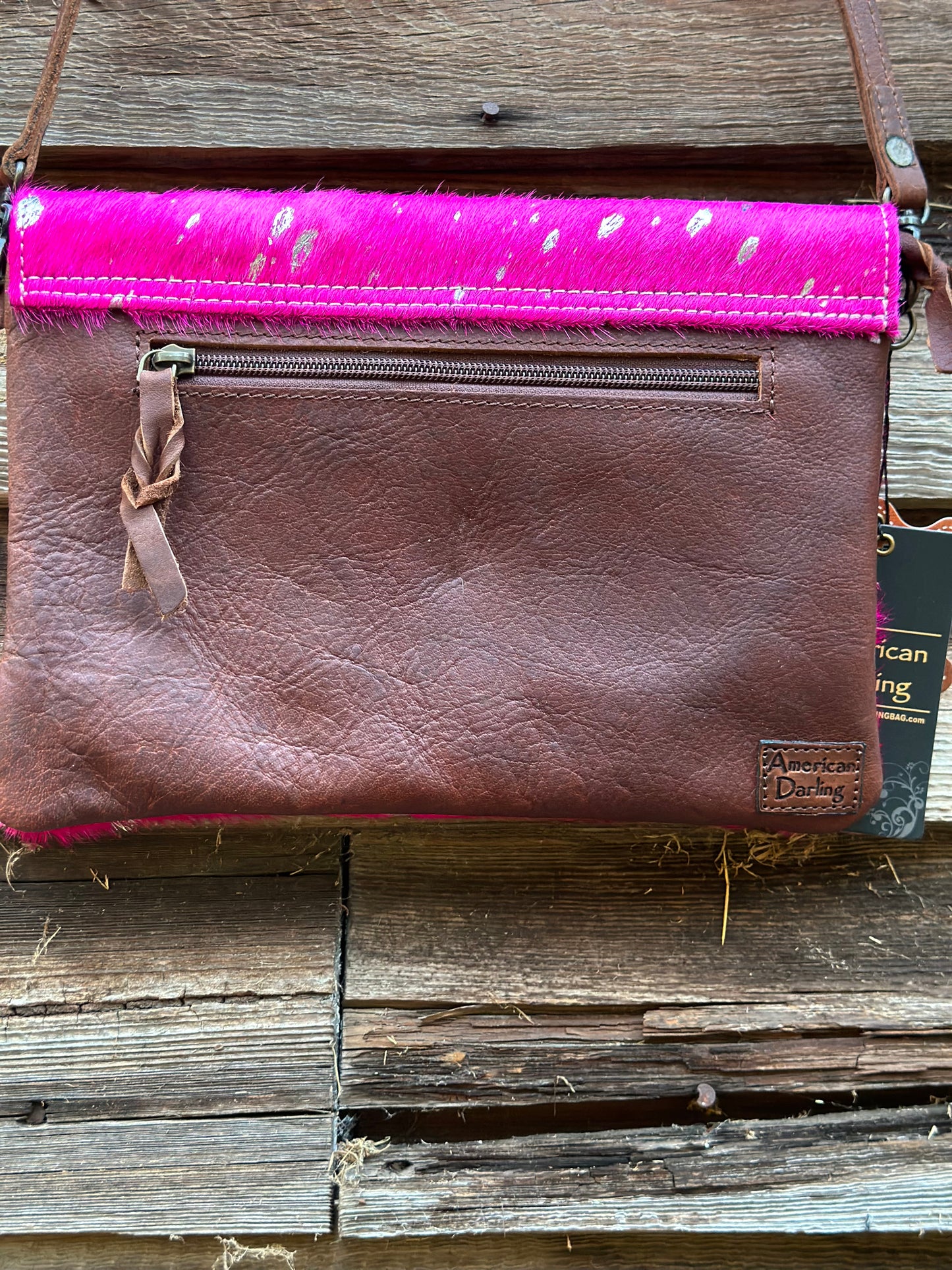 Pink & Silver Cowhide Purse