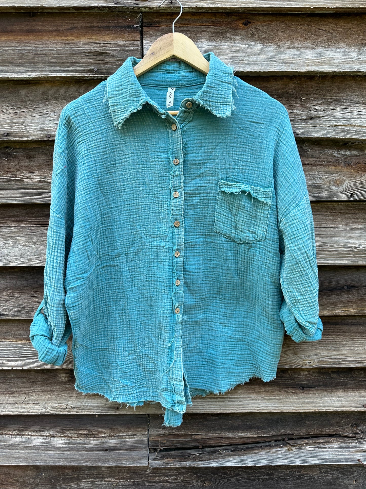 Washed Double Gauze Button Down Shirt