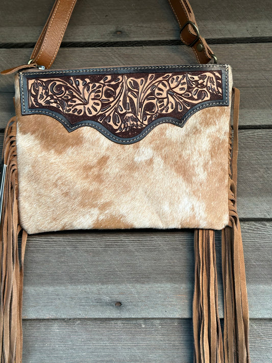 Dusty Cow Hide Tassel Purse